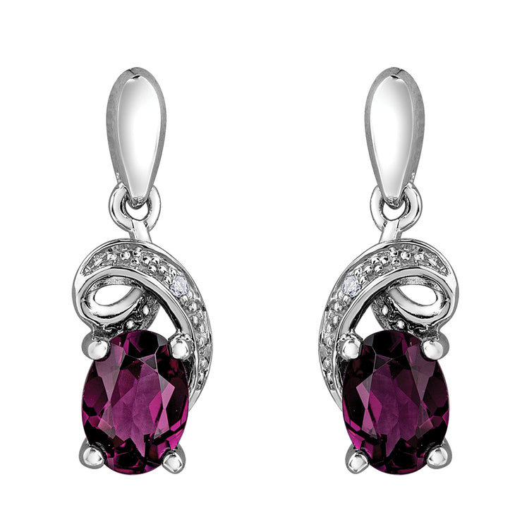 White Gold Rhodolite Garnet Earrings