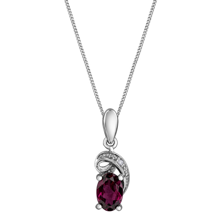 White Gold Rhodolite Garnet Necklace