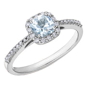 White Gold Ring With Diamonds And Aquamarine