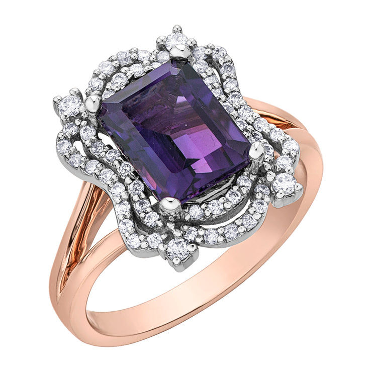 Rose And White Gold Amethyst Ring
