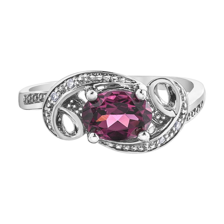 White Gold Rhodolite Garnet Ring