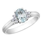 White Gold Diamond And Aquamarine