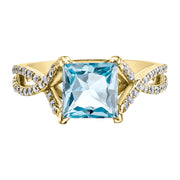 Yellow Gold Sky Blue Topaz Ring