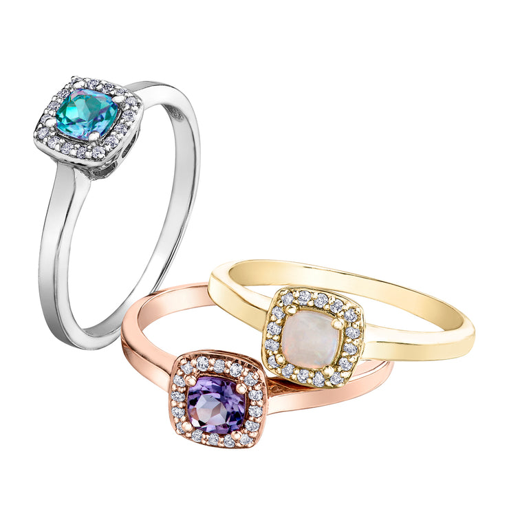 White Yellow Or Rose Gold Gemstone Rings