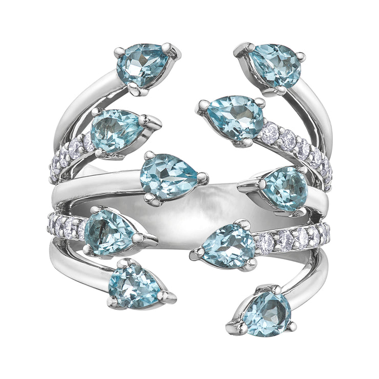 White Gold Blue Topaz Ring