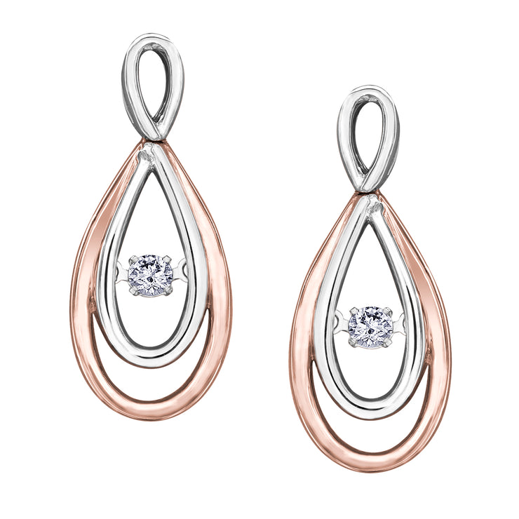 White And Rose Gold Diamond Dangle Earrings