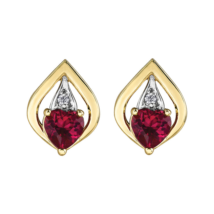 Yellow And White Gold Ruby And Diamond Earrings