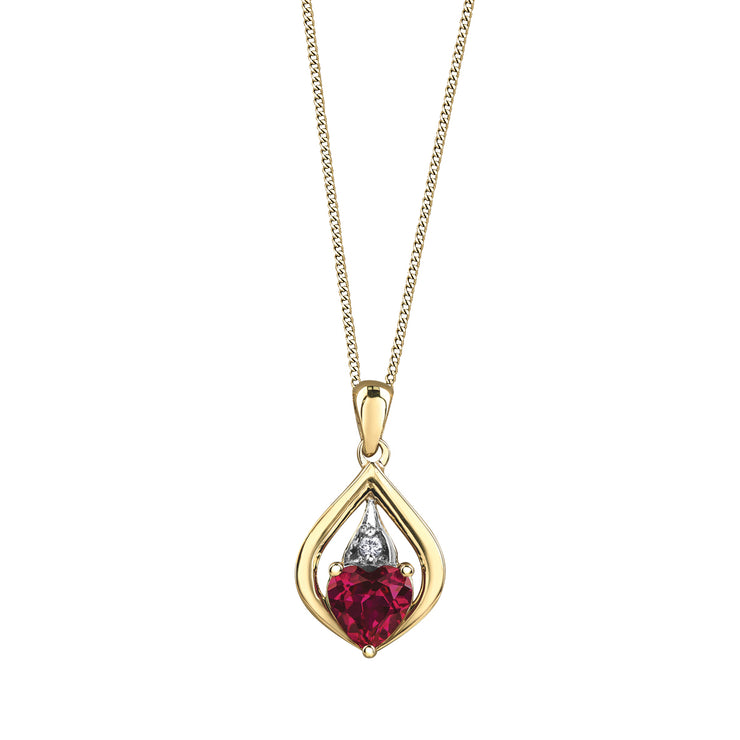 Yellow Gold Diamond And Ruby Pendant