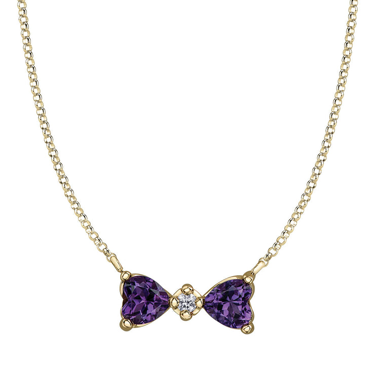 Yellow Gold Amethyst And Diamond Necklace