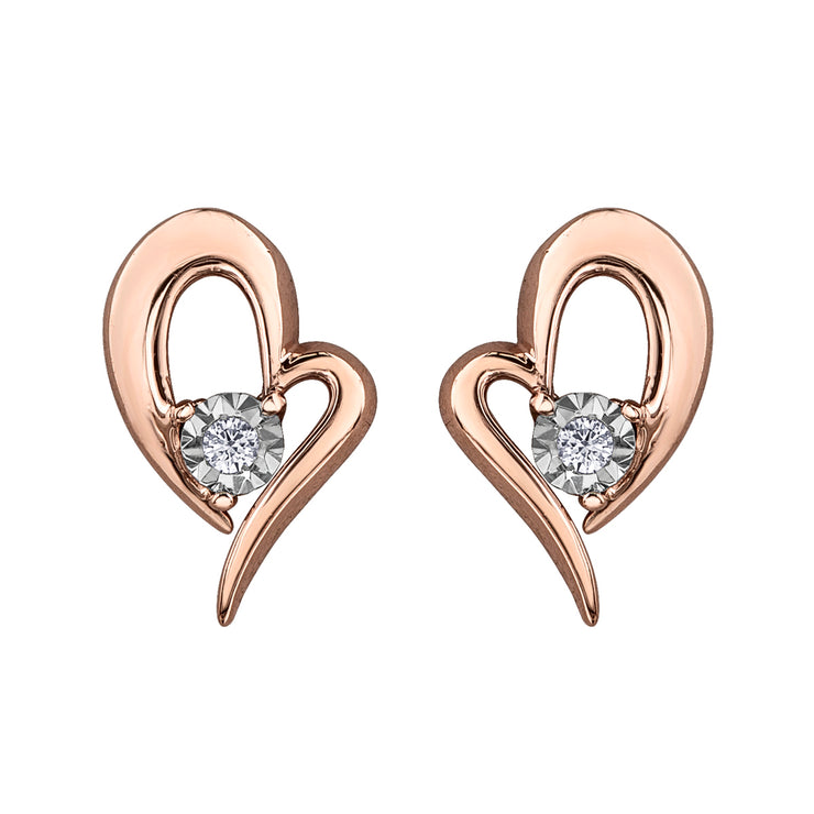 Rose Gold Diamond Heart Earrings