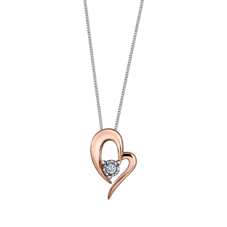 Rose And White Gold Diamond Heart Necklace