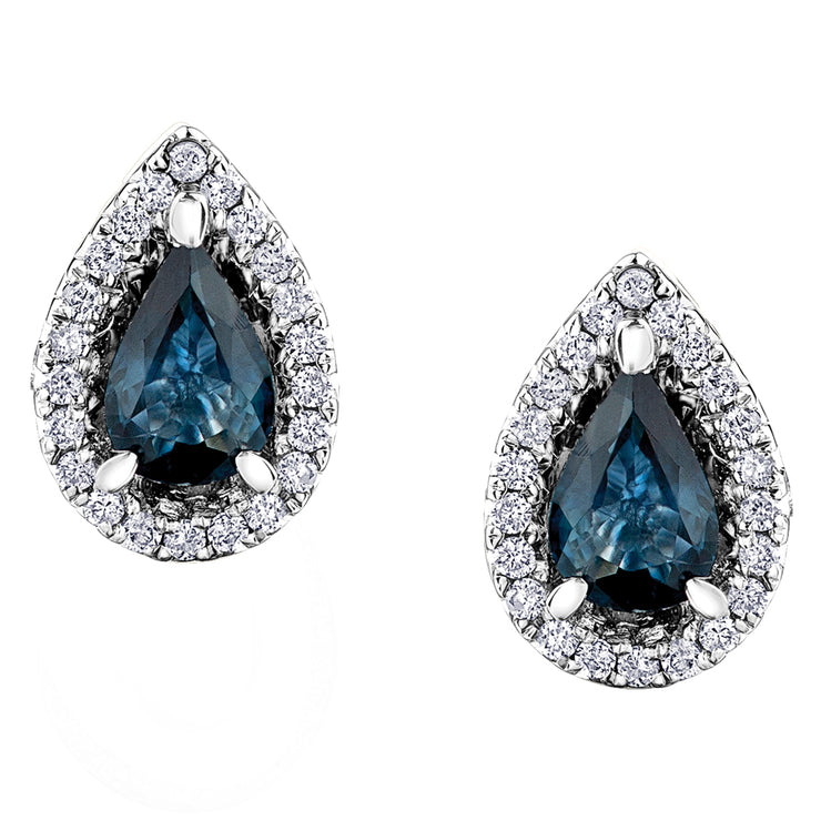 White Gold Diamond And Sapphire Earrings