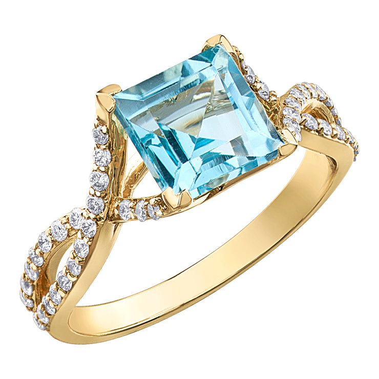 Yellow Gold Sky Blue Topaz Ring