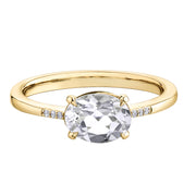 Yellow Gold White Topaz And Diamond Ring