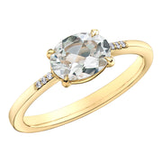 Yellow Gold White Topaz And Diamond Ring