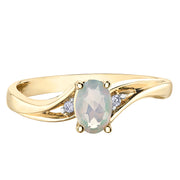 Yellow Gold Opal And Diamond Ring