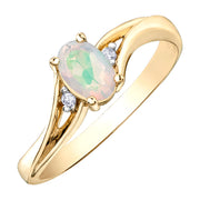 Yellow Gold Opal And Diamond Ring