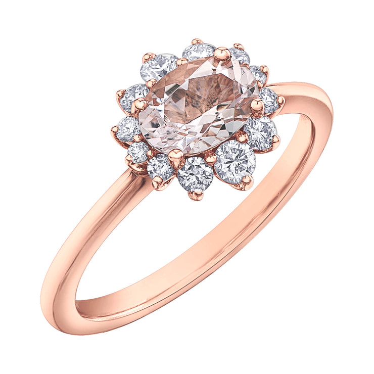 Rose Gold Morganite And Diamond Ring