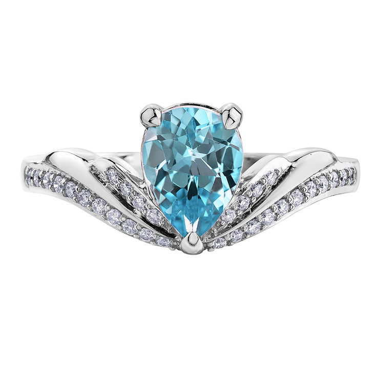 White Gold Blue Topaz Ring