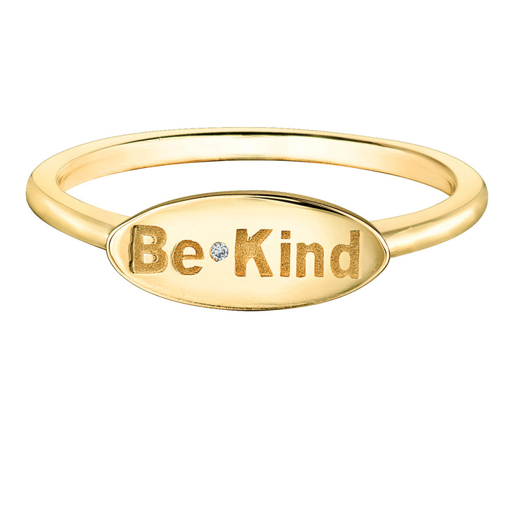 Yellow Gold Diamond "Be Kind" Ring
