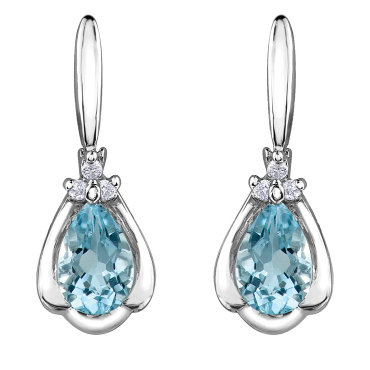 White Gold Aquamarine And Diamond Earrings
