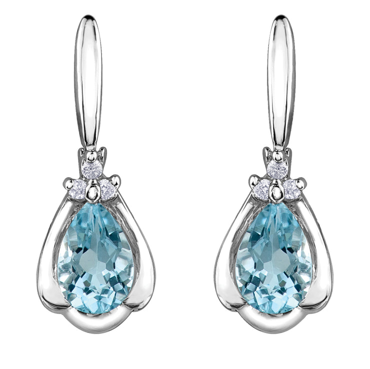 White Gold Aquamarine And Diamond Earrings