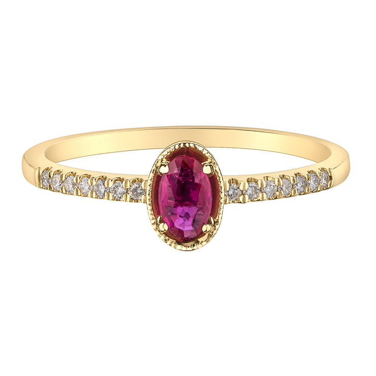 Yellow Gold Ruby And Diamond Ring