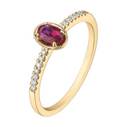 Yellow Gold Ruby And Diamond Ring