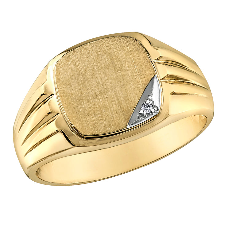 Yellow Gold Diamond Signet Ring