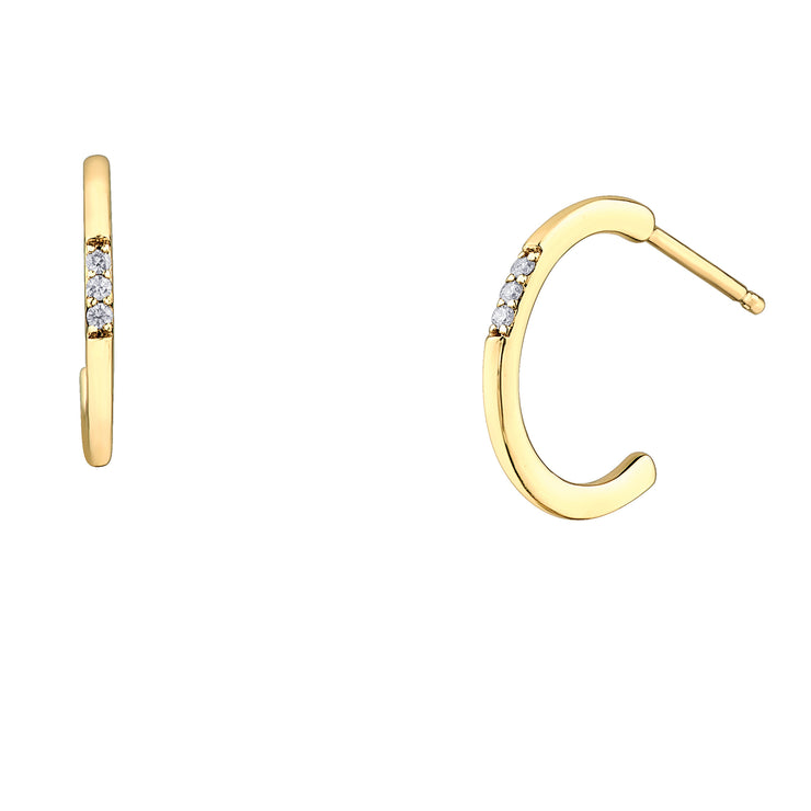 Yellow Gold Diamond Hoops