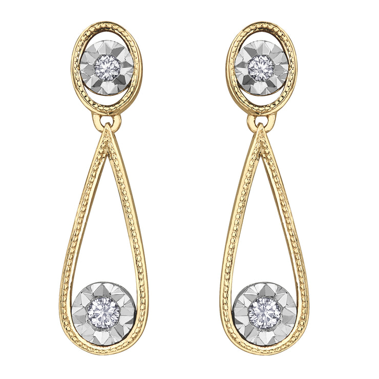 Yellow And White Gold Diamond Earrings