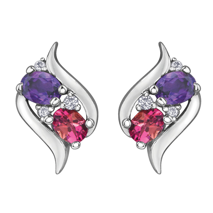 White Gold Gemstone And Diamond Earrings