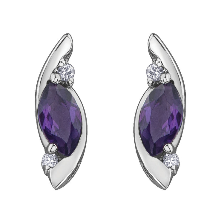 White Gold Amethyst And Diamond Earrings