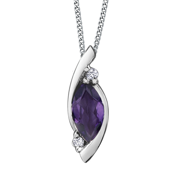 White Gold Amethyst And Diamond Pendant