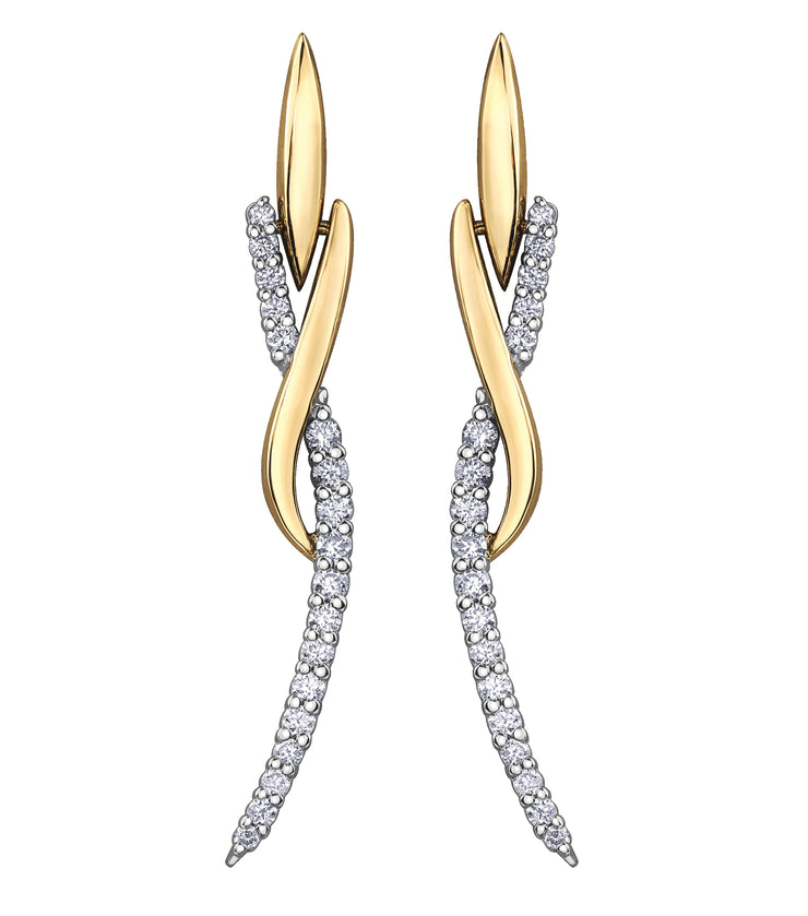 White And Yellow Gold Diamond Earrings