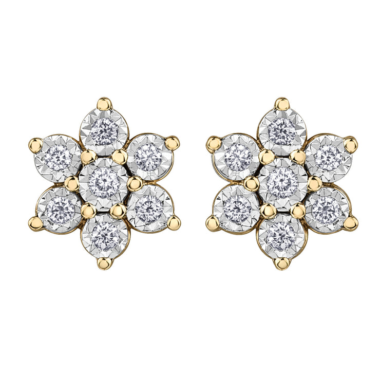 Yellow And White Gold Diamond Studs