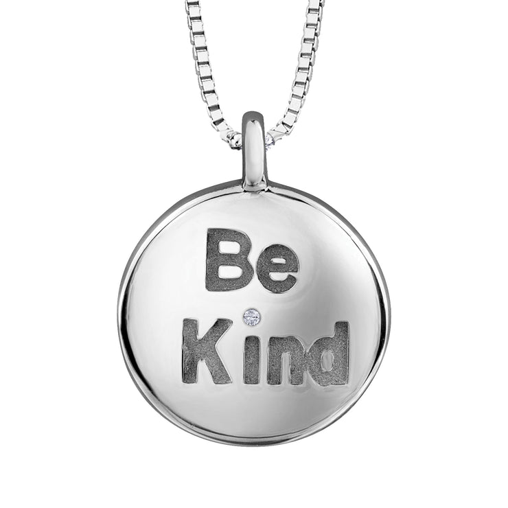 Sterling Silver "Be Kind" Diamond Pendant