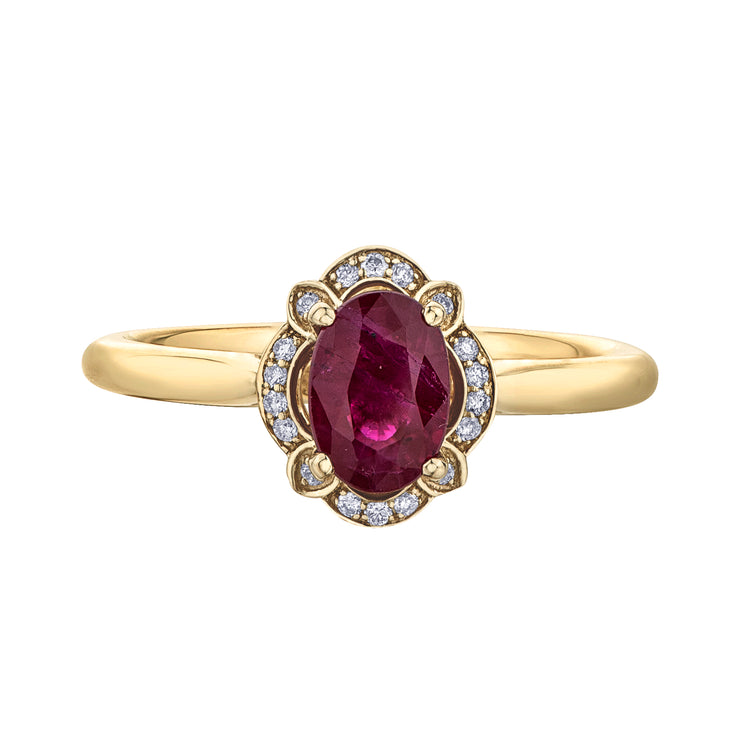 Yellow Gold Ruby And Diamond Ring