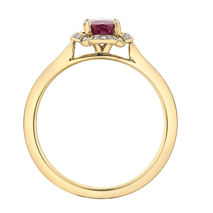 Yellow Gold Ruby And Diamond Ring