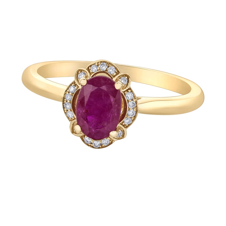 Yellow Gold Ruby And Diamond Ring