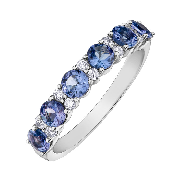 White Gold Diamond And Tanzanite Ring