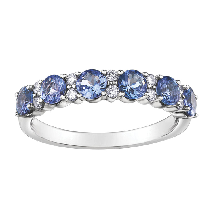 White Gold Diamond And Tanzanite Ring