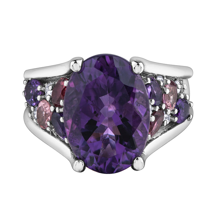 White Gold Gemstone And Diamond Ring