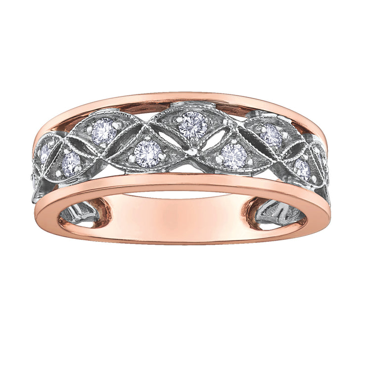 Rose And White Gold Diamond Ring