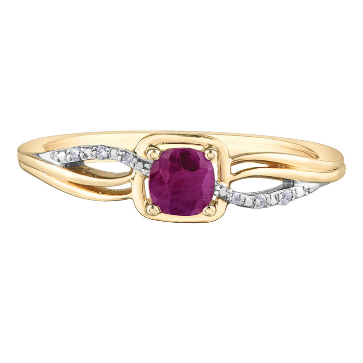 Yellow Gold Ruby And Diamond Ring