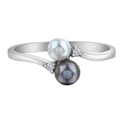 White Gold Pearl And Diamond Ring