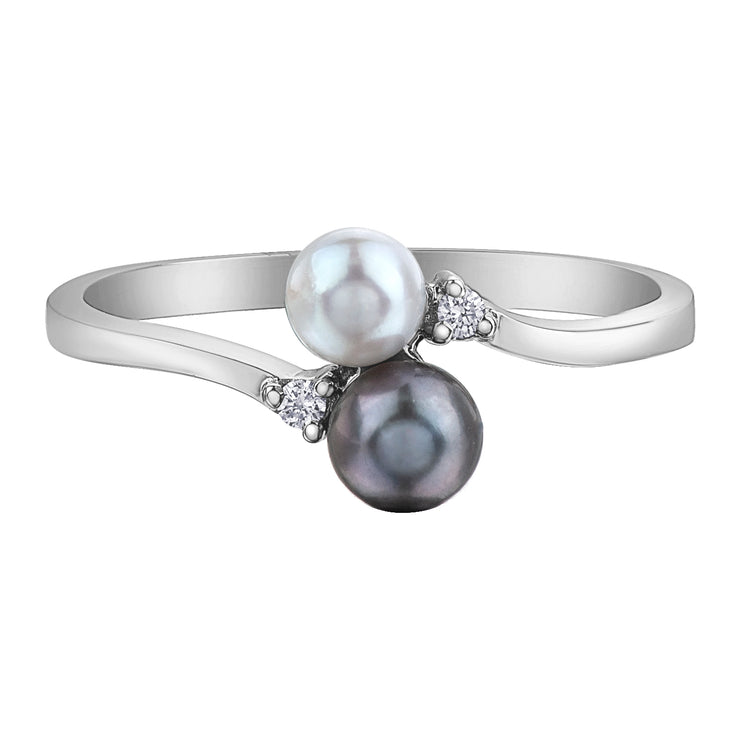 White Gold Pearl And Diamond Ring