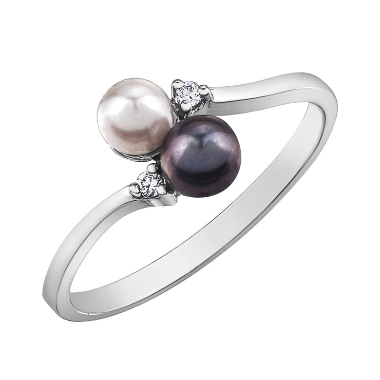 White Gold Pearl And Diamond Ring