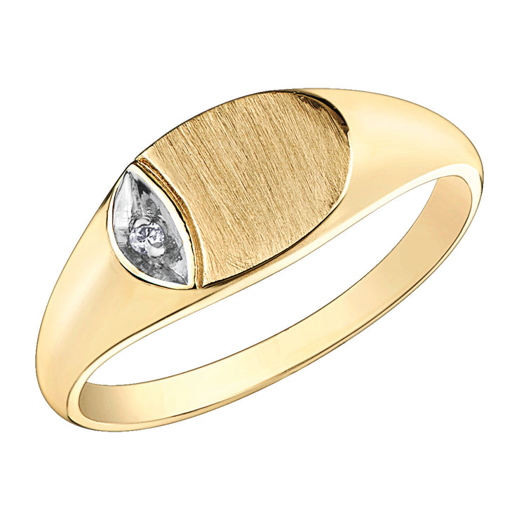 Yellow Gold Diamond Signet Ring