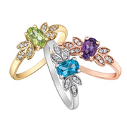 Yellow White Or Rose Gold Gemstone And Diamond Ring